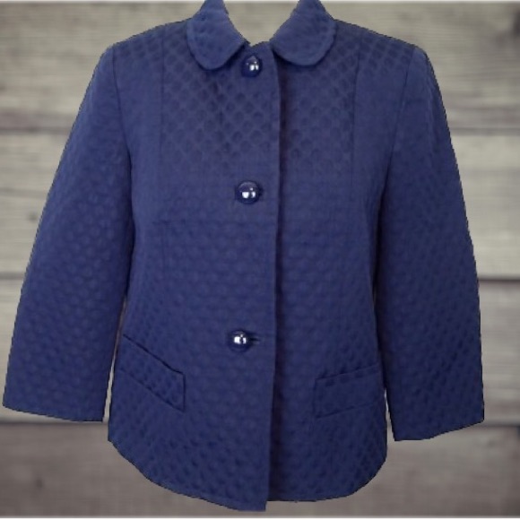 Talbots Navy Quilted Blazer